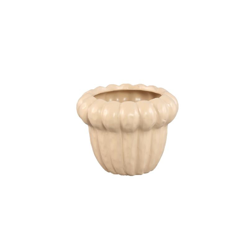 Flower pot – Cream surface, Round shape, Ceramic material, XXS – Samaran | PTMD