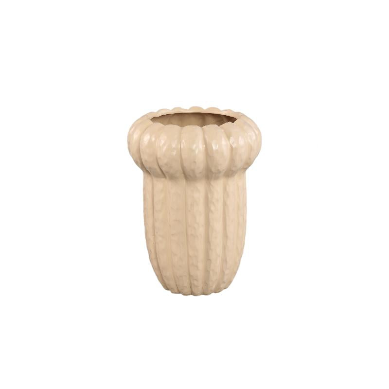 Vase - Cream Surface, Round Shape, Ceramic Material, S - Samaran | PTMD