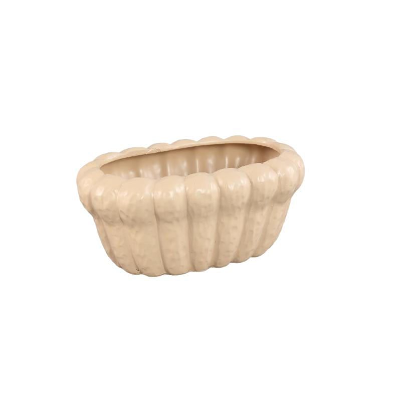 Topf – Ovale Form, Keramik Material, Geripptes Design, S – Samaran | PTMD