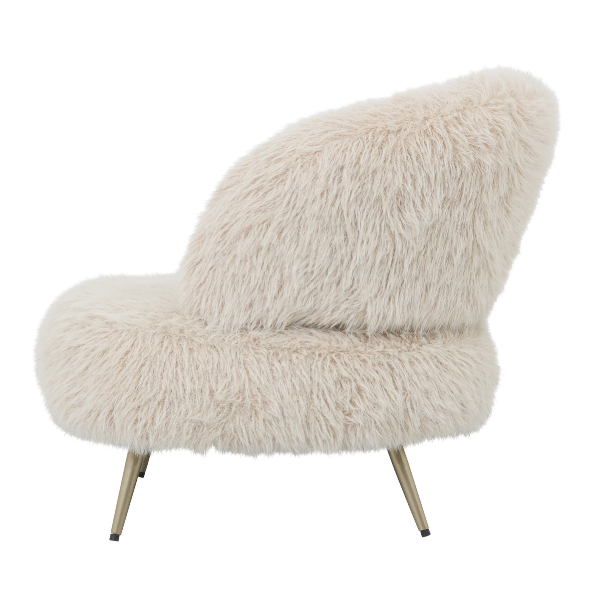 Armchair – Faux Fur Fabric Upholstery, Beige Finish, Padded Seat – Franklyn | PTMD
