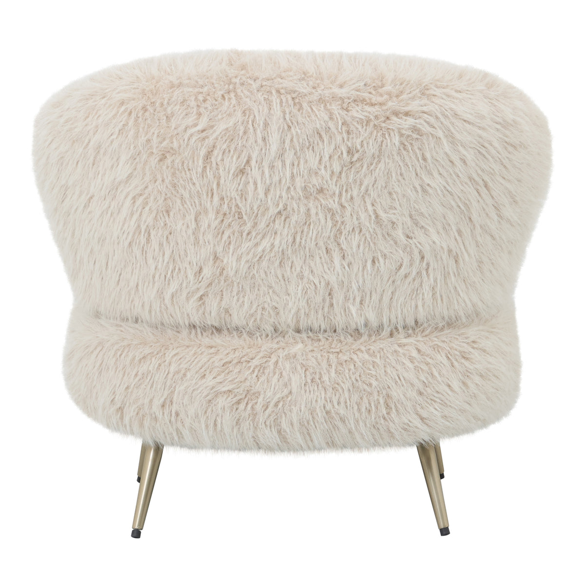 Armchair – Faux Fur Fabric Upholstery, Beige Finish, Padded Seat – Franklyn | PTMD