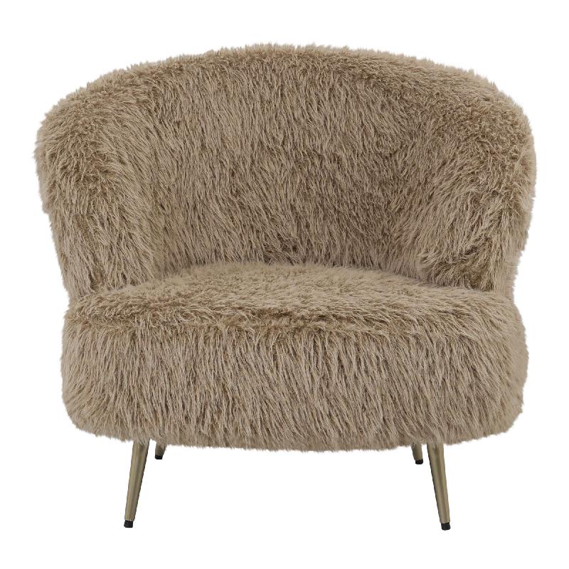 Armchair – Faux Fur Fabric Upholstery, Brown Surface, Upholstered Seat – Franklyn | PTMD
