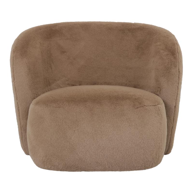 Armchair – Faux Fur Fabric Upholstery, Mocha Finish, Padded Seat – Aphrodite | PTMD