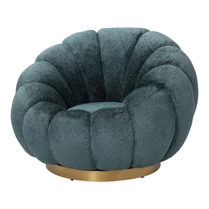 Armchair - Euphoria Fabric Upholstery, Teal Finish, Gold Metal Frame - Daisy | PTMD