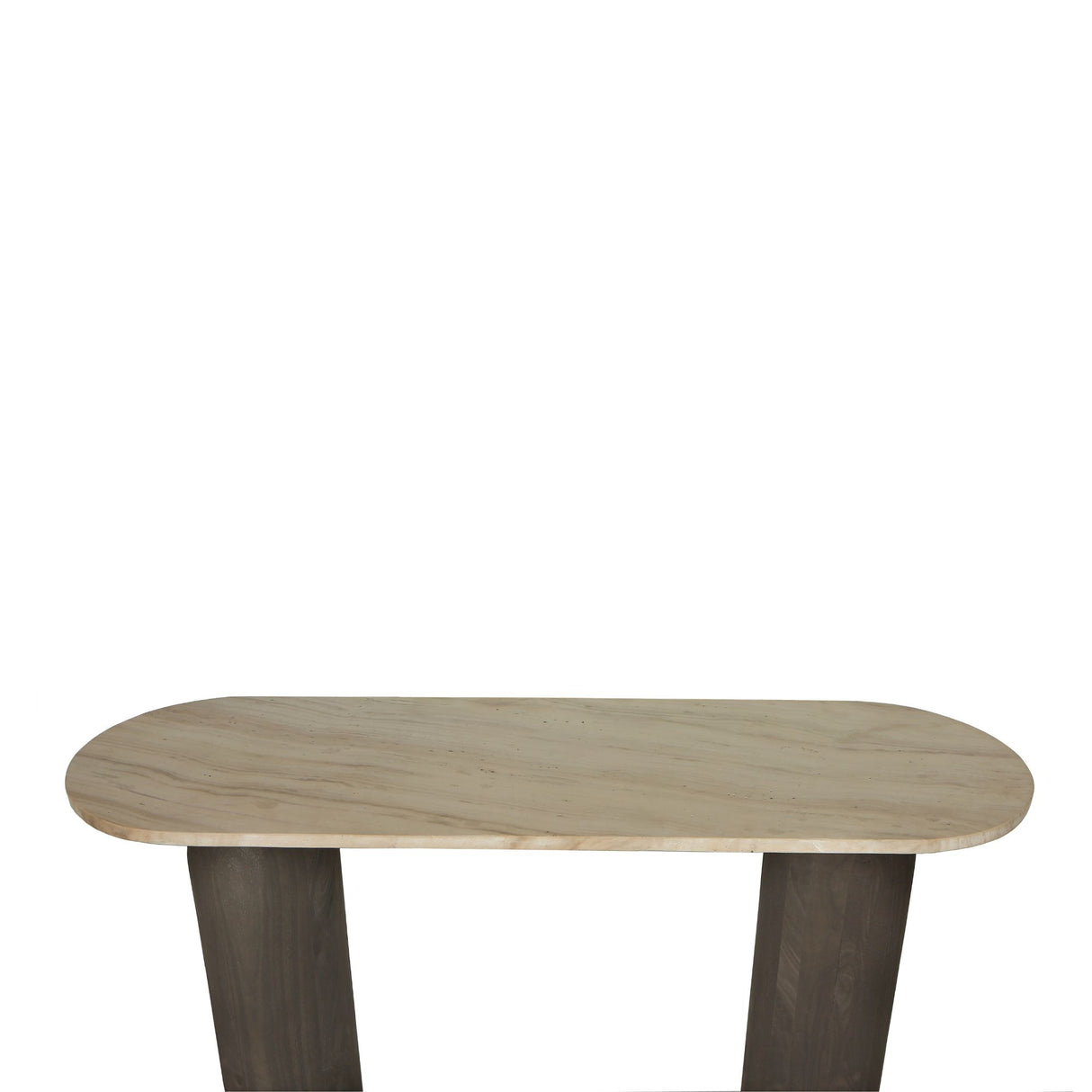 Side Table – Mango Wood, Marble Top, Oval, Brown – Liora | PTMD