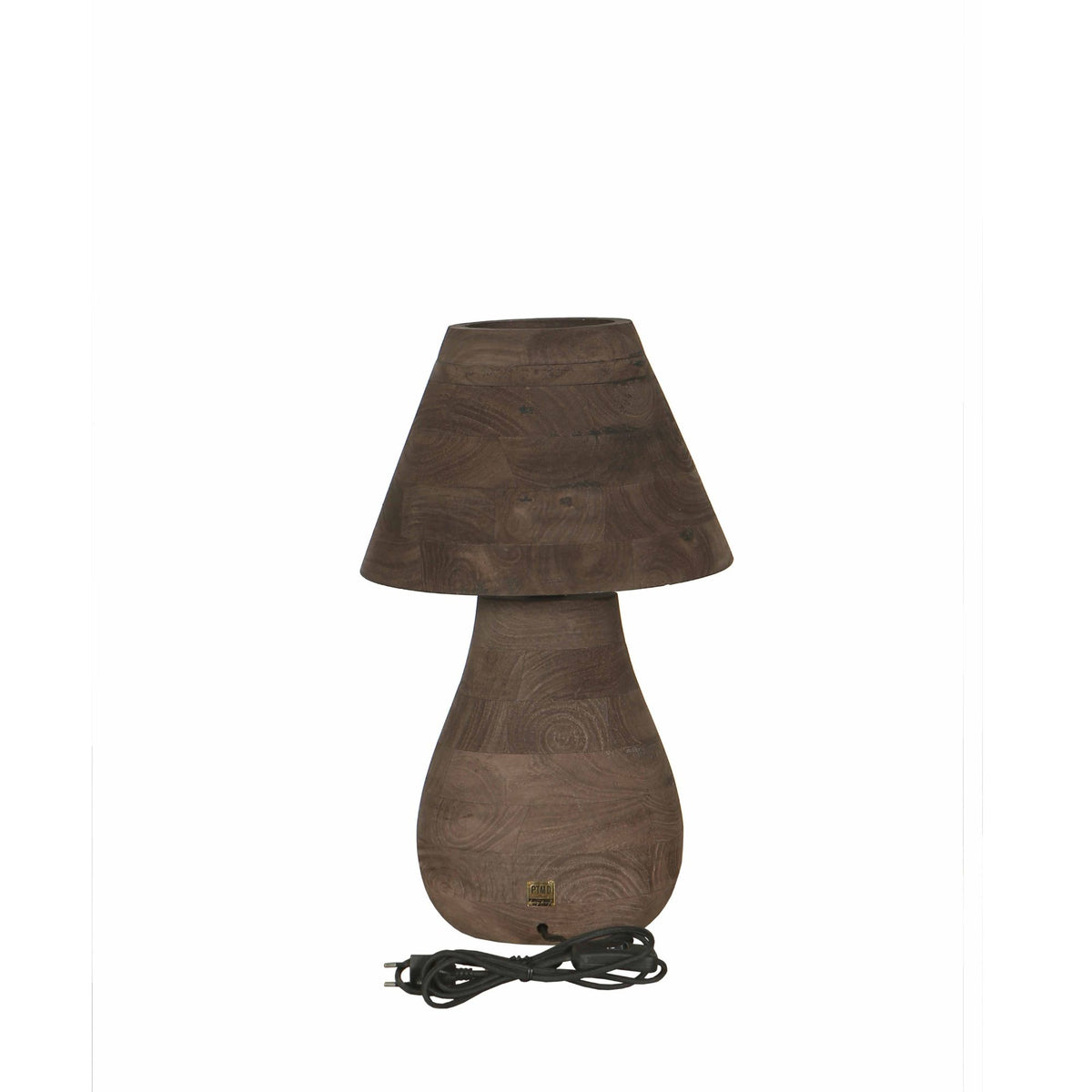 Mango Wood Table Lamp, Brown, Round, Natural, Decorative, Low – Peake | PTMD