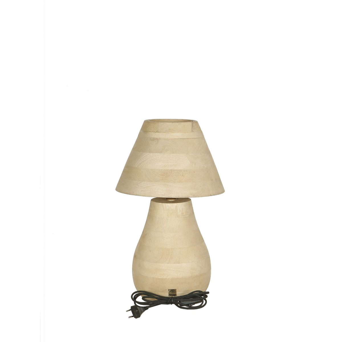 Tischlampe aus Mangoholz, naturfarben, rund, naturbelassen, dekorativ, niedrig – Peake | PTMD