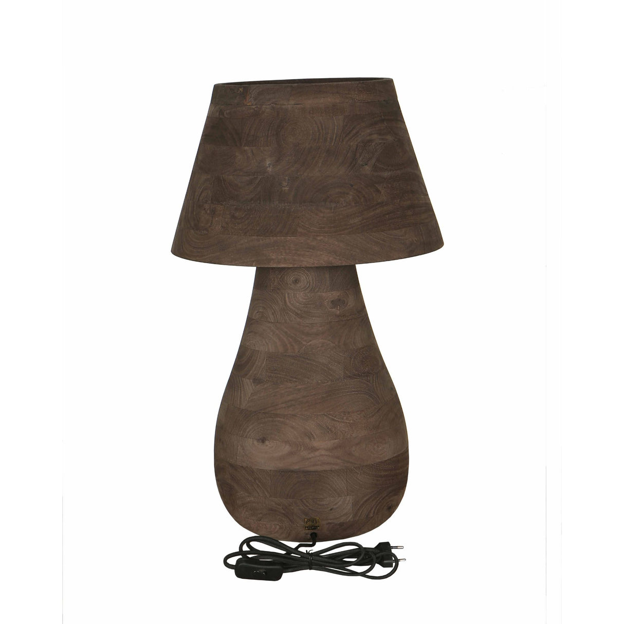 Tischlampe aus Mangoholz, braun, rund, naturbelassen, dekorativ, groß – Peake | PTMD