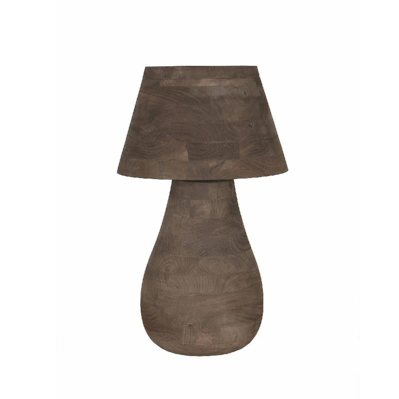 Tischlampe aus Mangoholz, braun, rund, naturbelassen, dekorativ, groß – Peake | PTMD