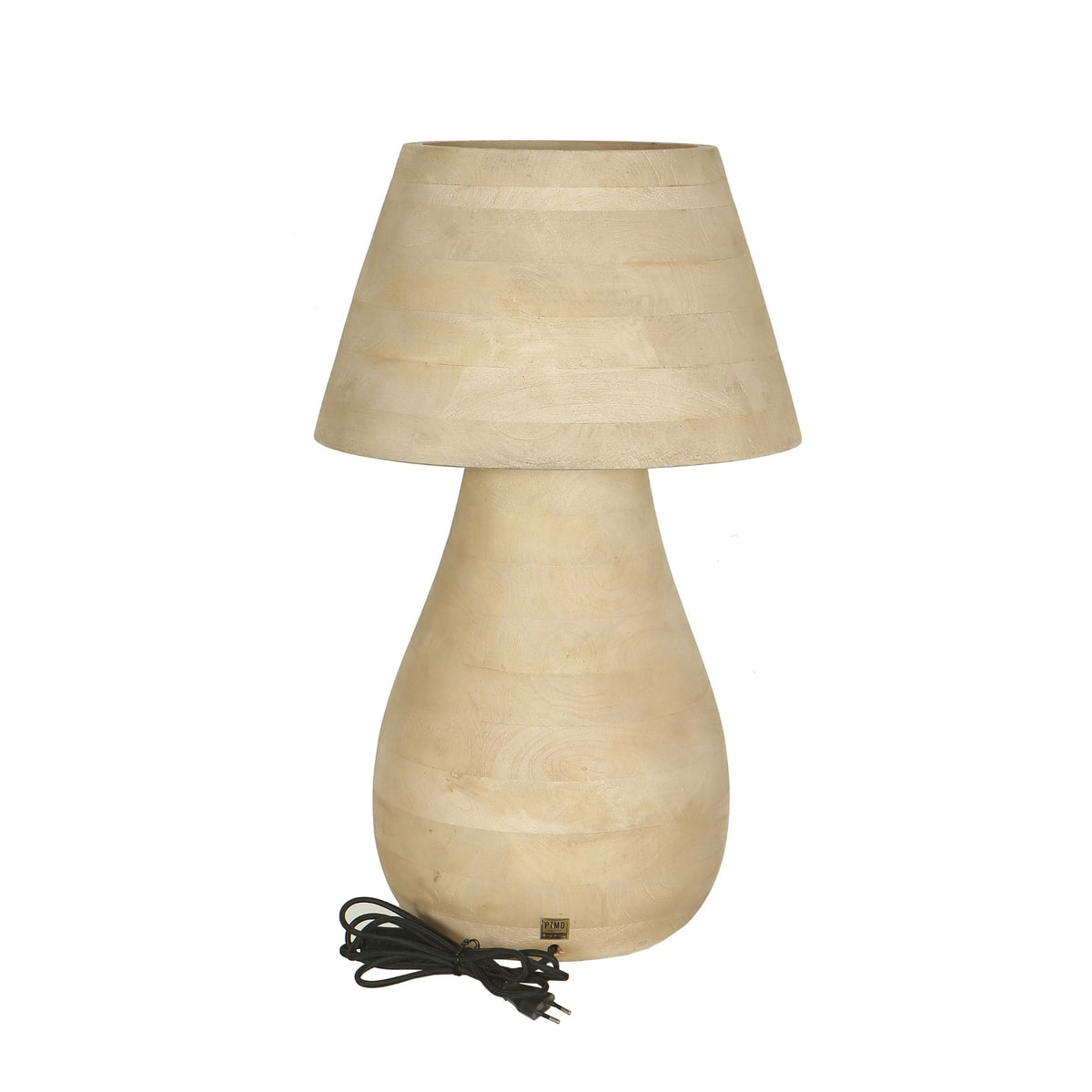 Table lamp made of mango wood, natural, round, untreated, decorative, large – Peake | PTMD