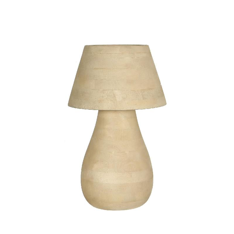 Table lamp made of mango wood, natural, round, untreated, decorative, large – Peake | PTMD