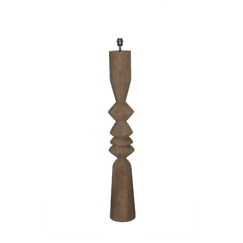 Mango Wood Floor Lamp with Brown Shade and Round Columnar Design – Elaine | PTMD
