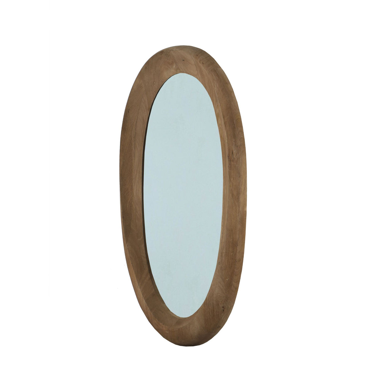 Wandspiegel aus Mangoholz mit ovaler Form, massivem Rahmen und Braun-Finish, L – Noam | PTMD