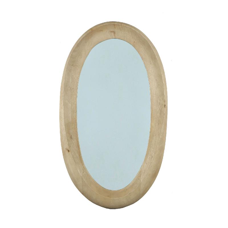 Wandspiegel aus Mangoholz mit ovaler Form, massivem Rahmen und Natur-Finish, M – Noam | PTMD