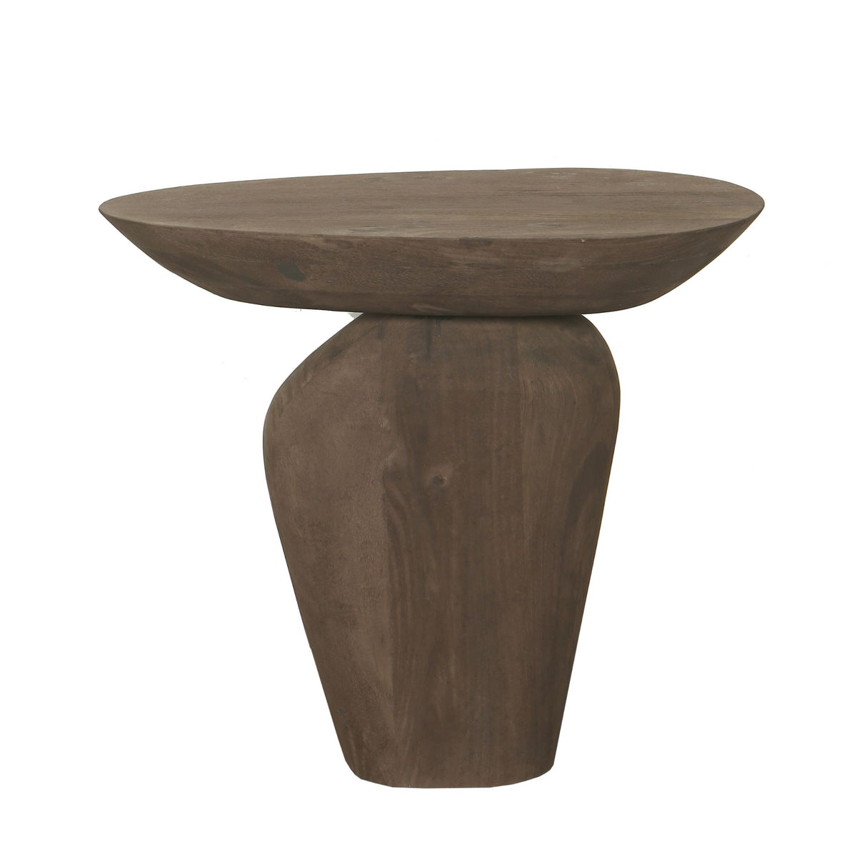 Side Table – Mango Wood, Organic Shape, Dark Brown – Harshad | PTMD