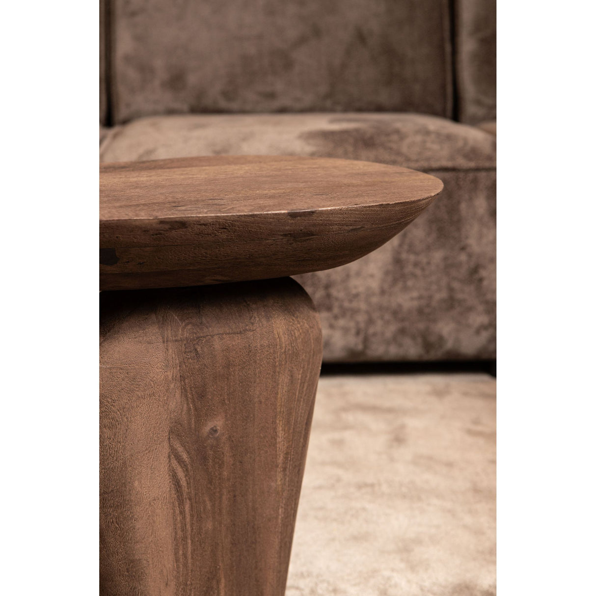 Side Table – Mango Wood, Organic Shape, Dark Brown – Harshad | PTMD