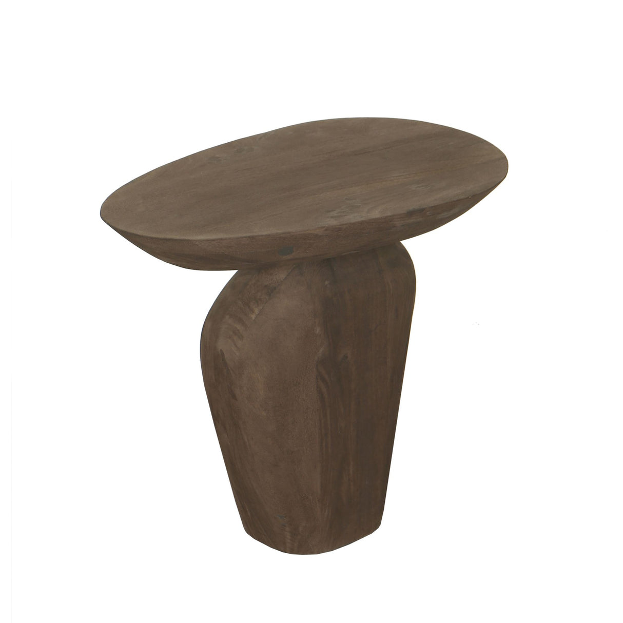 Side Table – Mango Wood, Organic Shape, Dark Brown – Harshad | PTMD