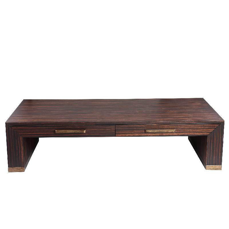 Couchtisch – Holzfurnier, Zwei Schubladen, Rechteckige Form, Braun – Tiess | PTMD