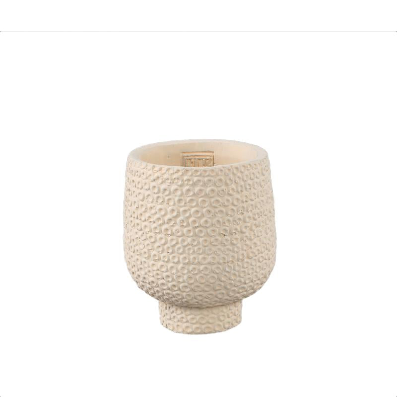 Flower Pot - Cream Color, Polka Dot Design, Cement Material, XS - Laim | PTMD