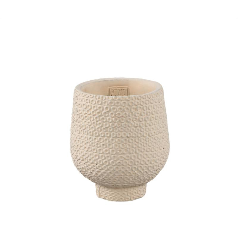 Flower pot - cream color, polka dot design, cement material, S - Laim | PTMD
