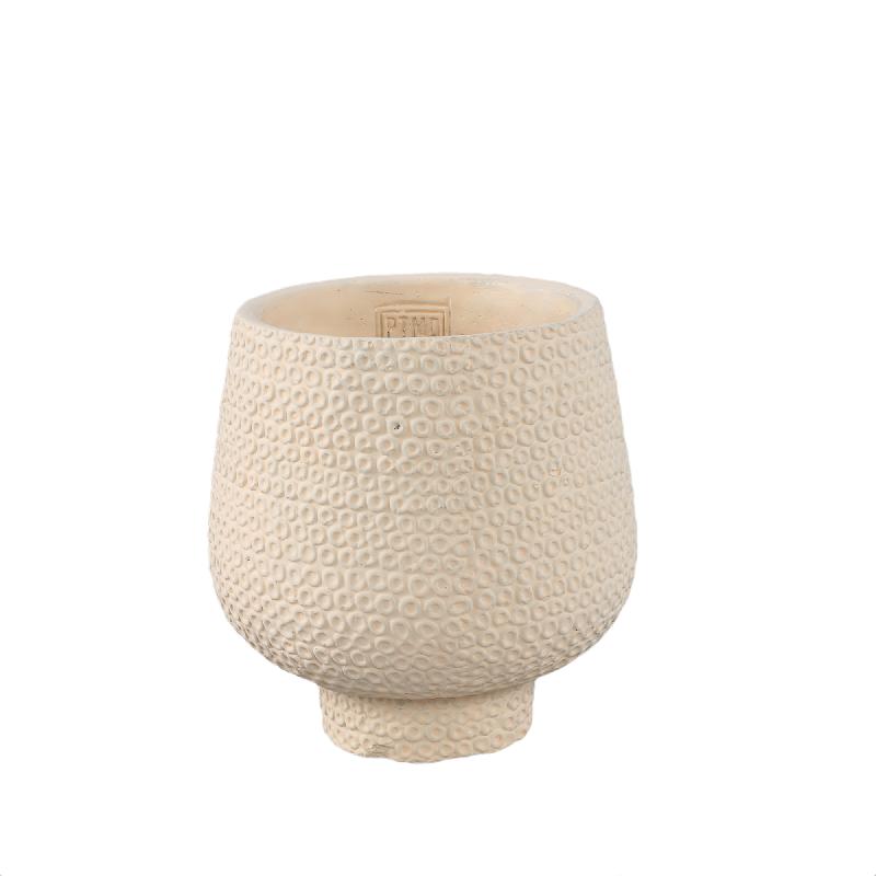 Flowerpot – Cream color, Polka dot design, Cement material, M – Laim | PTMD