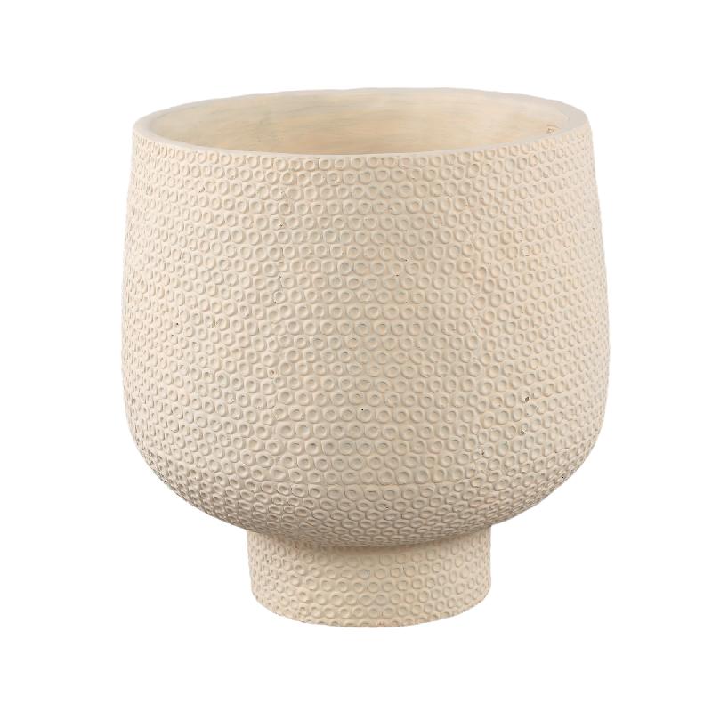 Flower pot – Cream color, polka dot design, cement material, XXL – Laim | PTMD