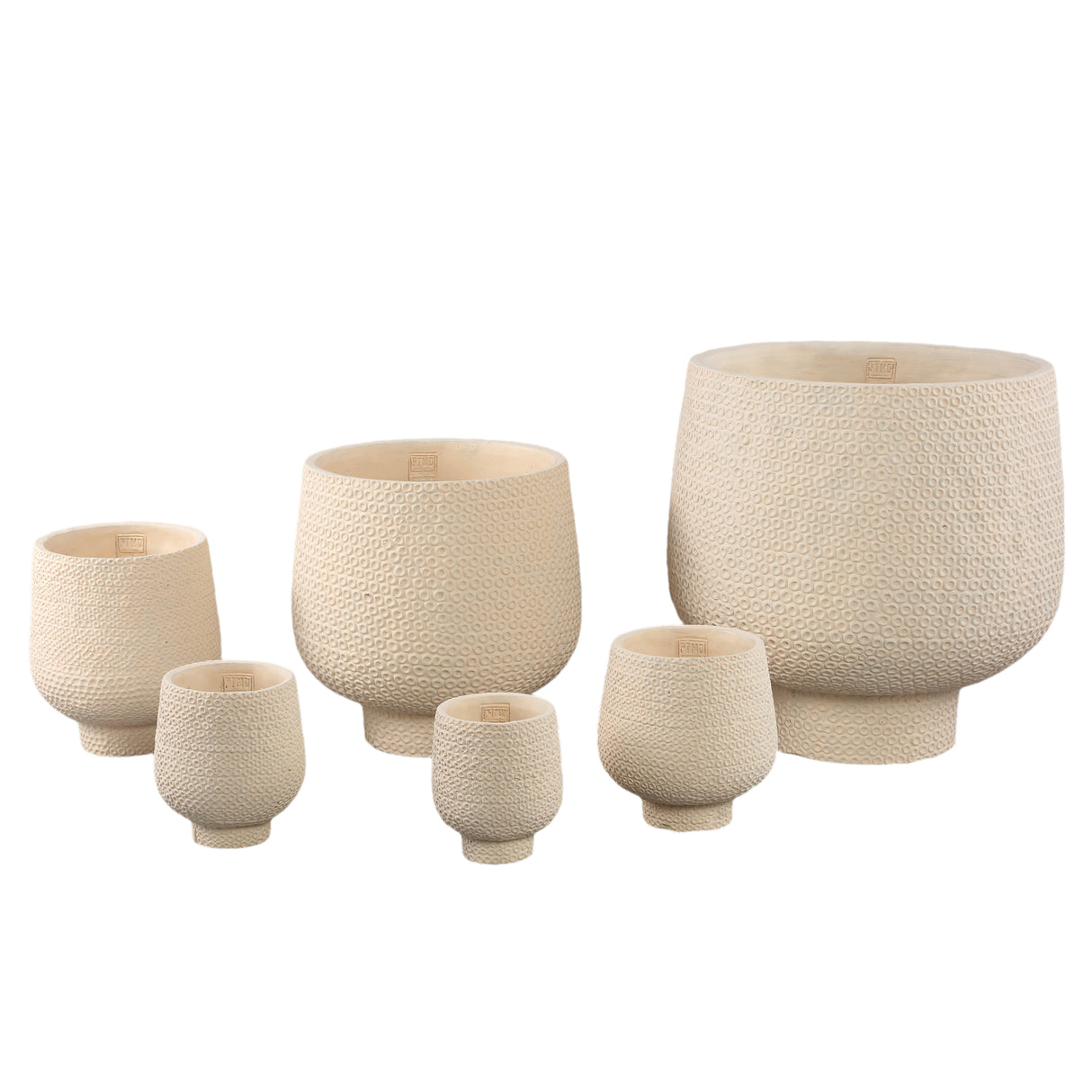 Flowerpot – Cream Color, Dot Pattern Design, Cement Material, XL – Laim | PTMD