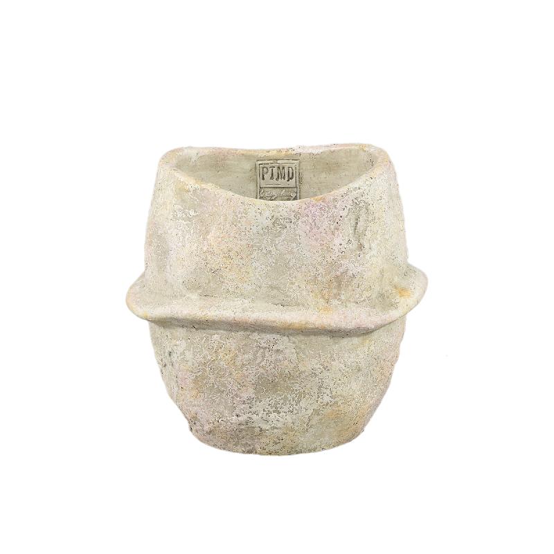 Flower Pot – Beige Color, Midline Design, Cement Material, L – Haania | PTMD