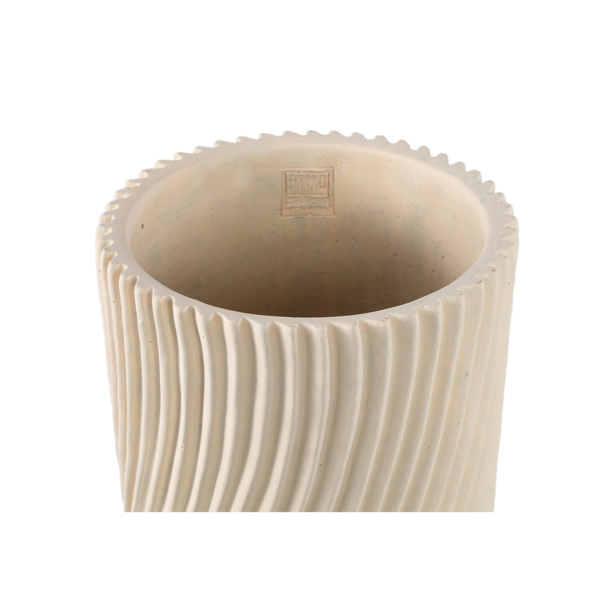 Vase – Runde Form, Linienmuster Design, Creme Oberfläche, Zement Material, L – Lianna | PTMD