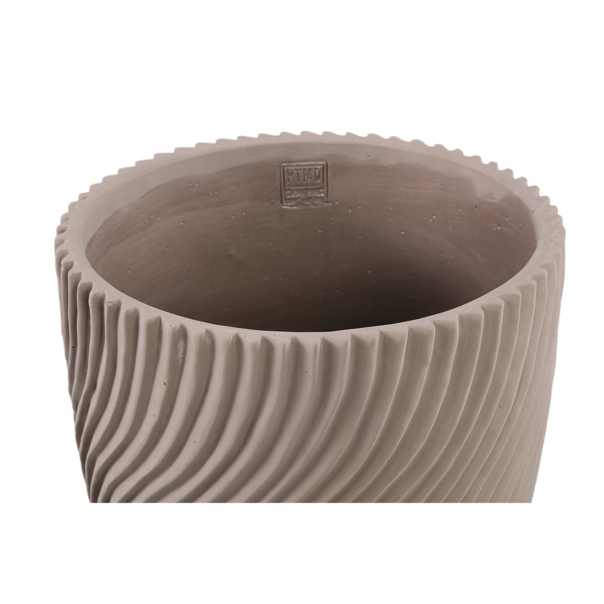 Flowerpot – Round Shape, Line Pattern Design, Beige Surface, Cement Material, XL – Lianna | PTMD