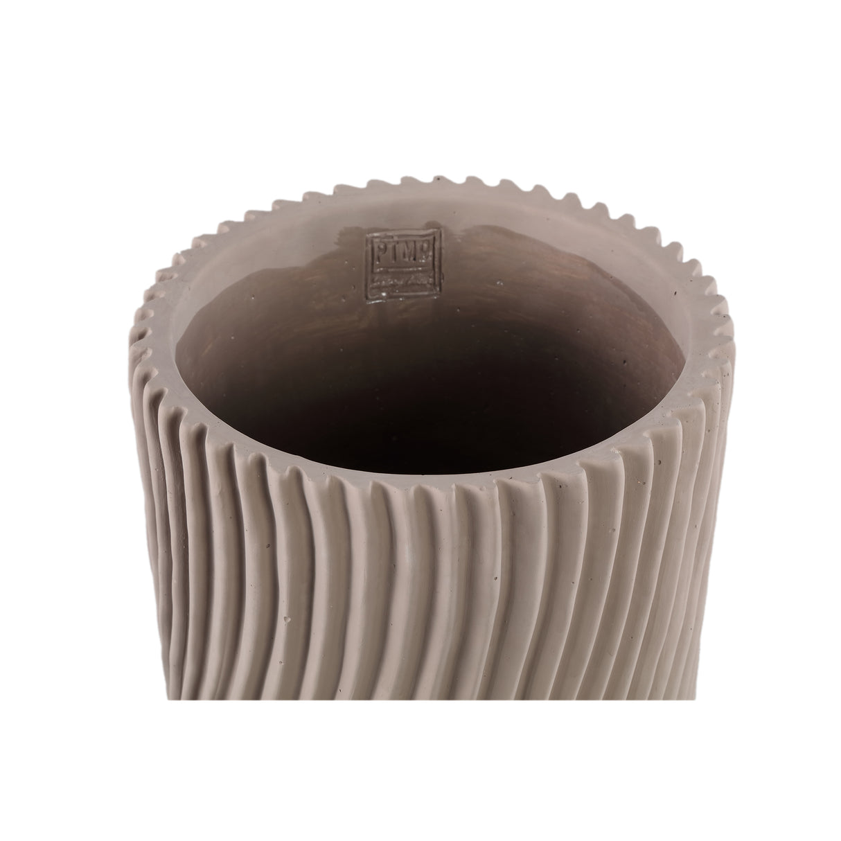 Vase – Runde Form, Linienmuster Design, Beige Oberfläche, Zement Material, M – Lianna | PTMD