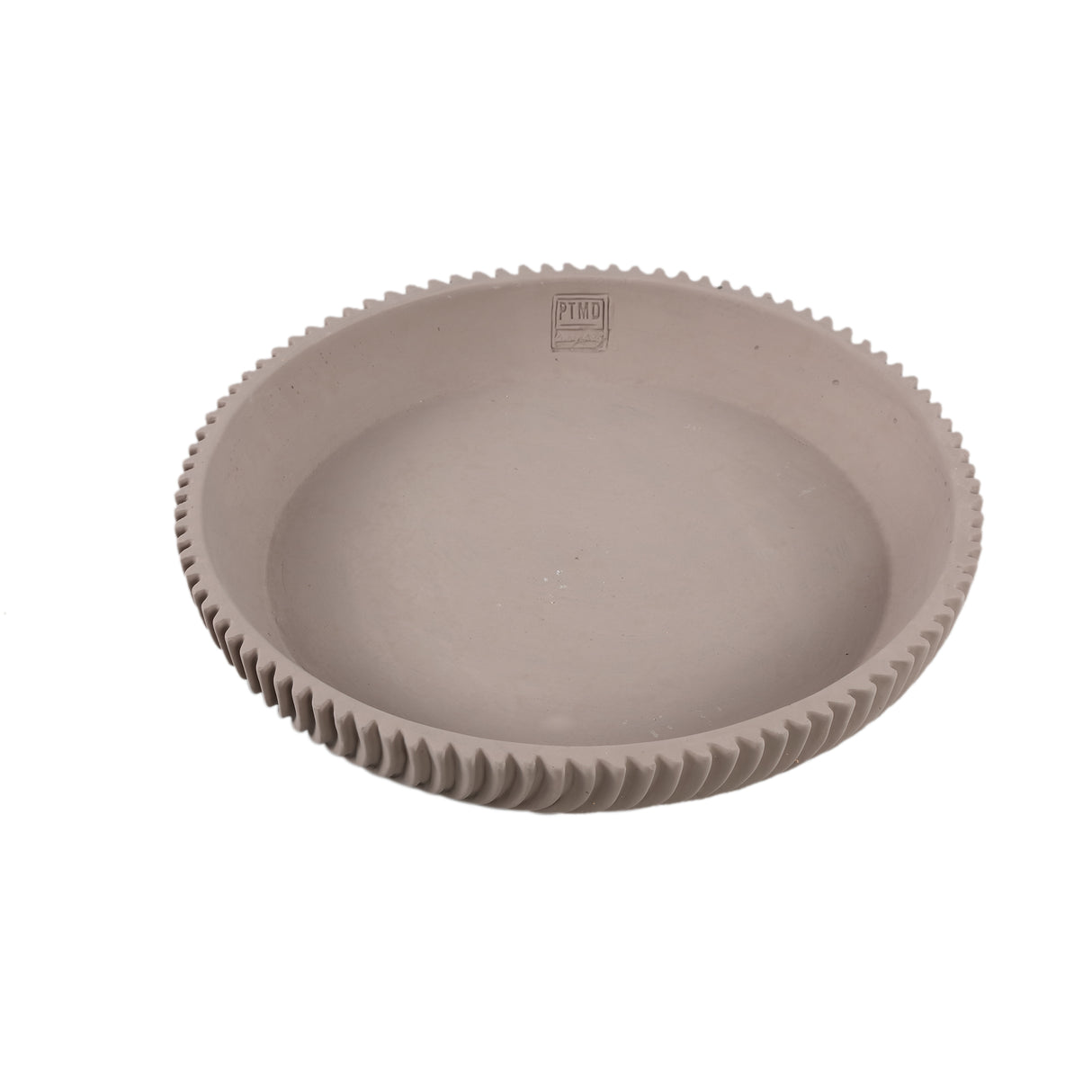 Dekoschale – Runde Form, Linienmuster Design, Beige Oberfläche, Zement Material, L – Lianna | PTMD
