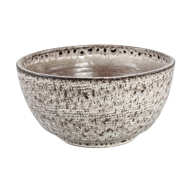 Bowl - White Surface, Round Shape, Gray Pattern, Ceramic, L - Elana | PTMD