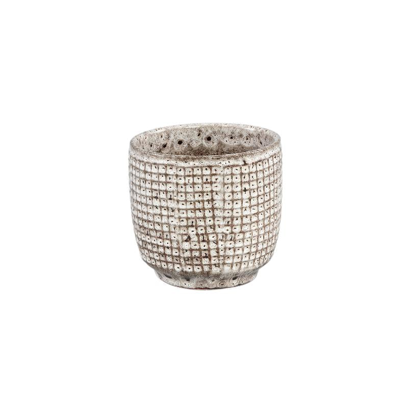 Pot – White Surface, Round Shape, Gray Pattern, Ceramic, XS – Elana | PTMD