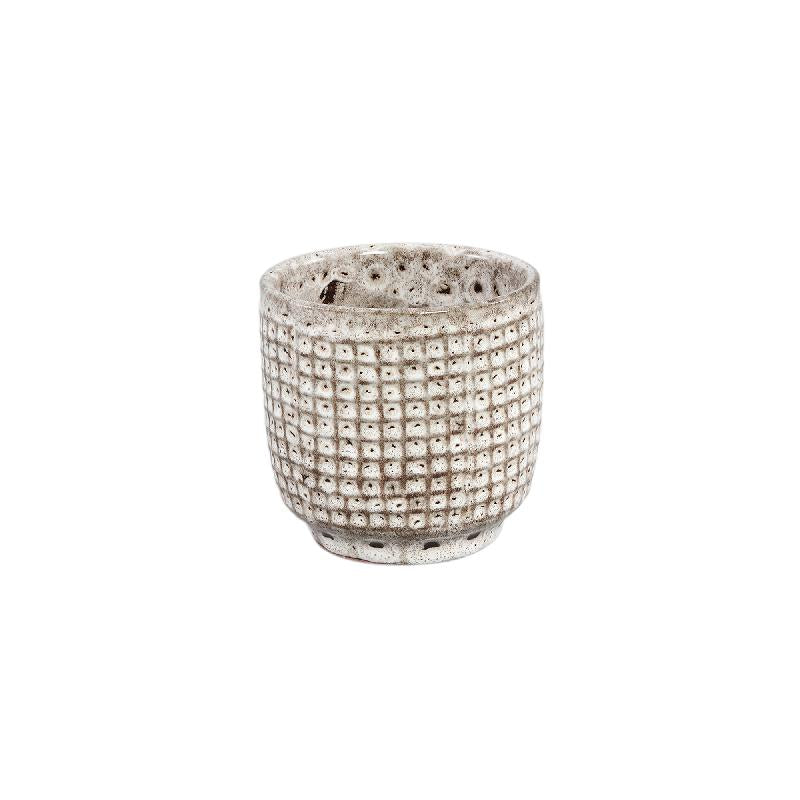 Pot – White Surface, Round Shape, Gray Pattern, Ceramic, XXS – Elana | PTMD