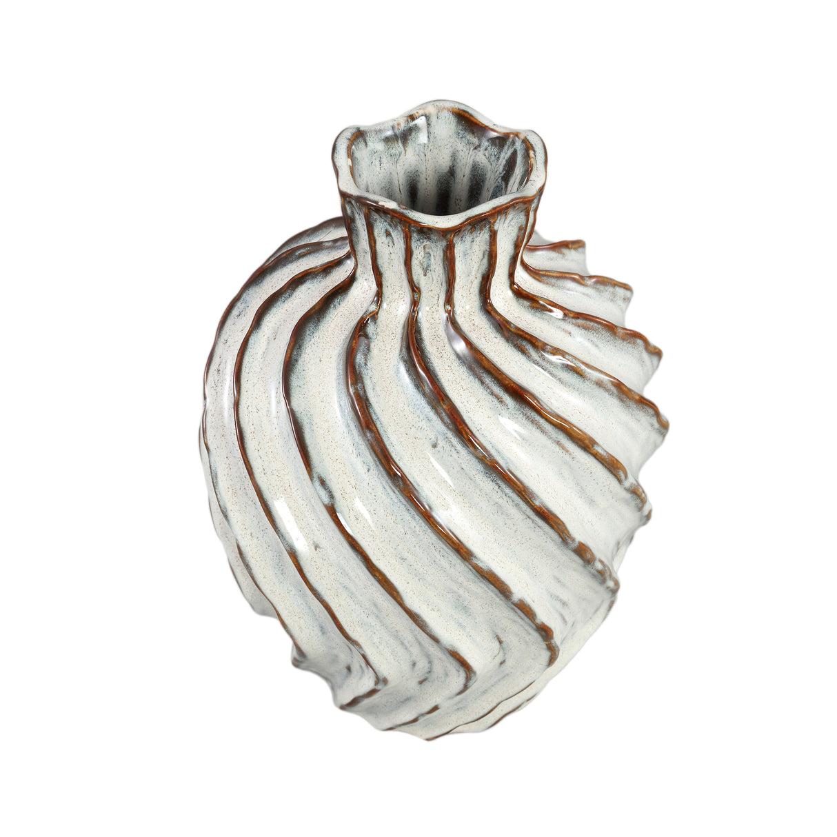 Vase – Weiße Farbe, Wirbel Linien Design, Keramik Material, L – Marel | PTMD