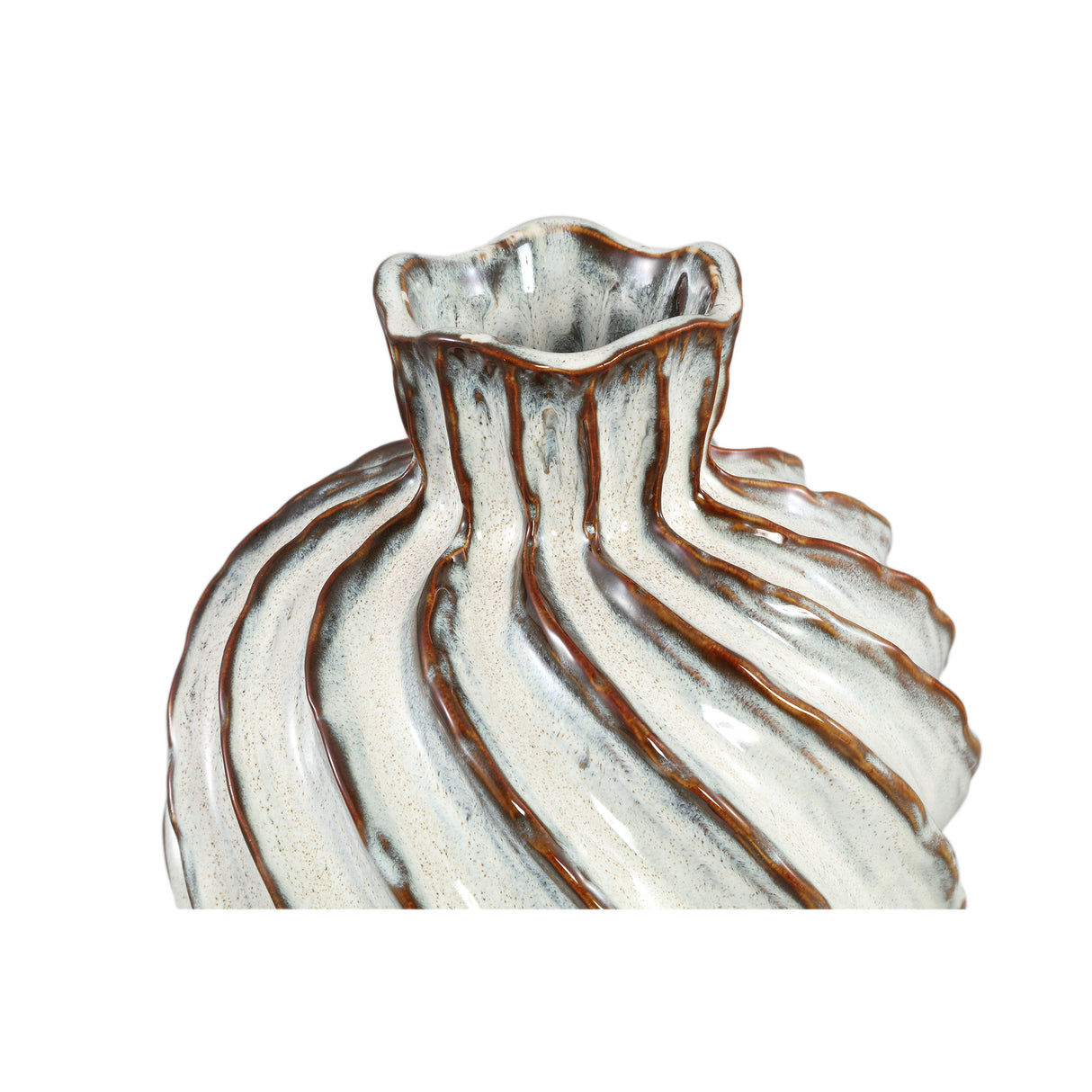 Vase – Weiße Farbe, Wirbel Linien Design, Keramik Material, L – Marel | PTMD