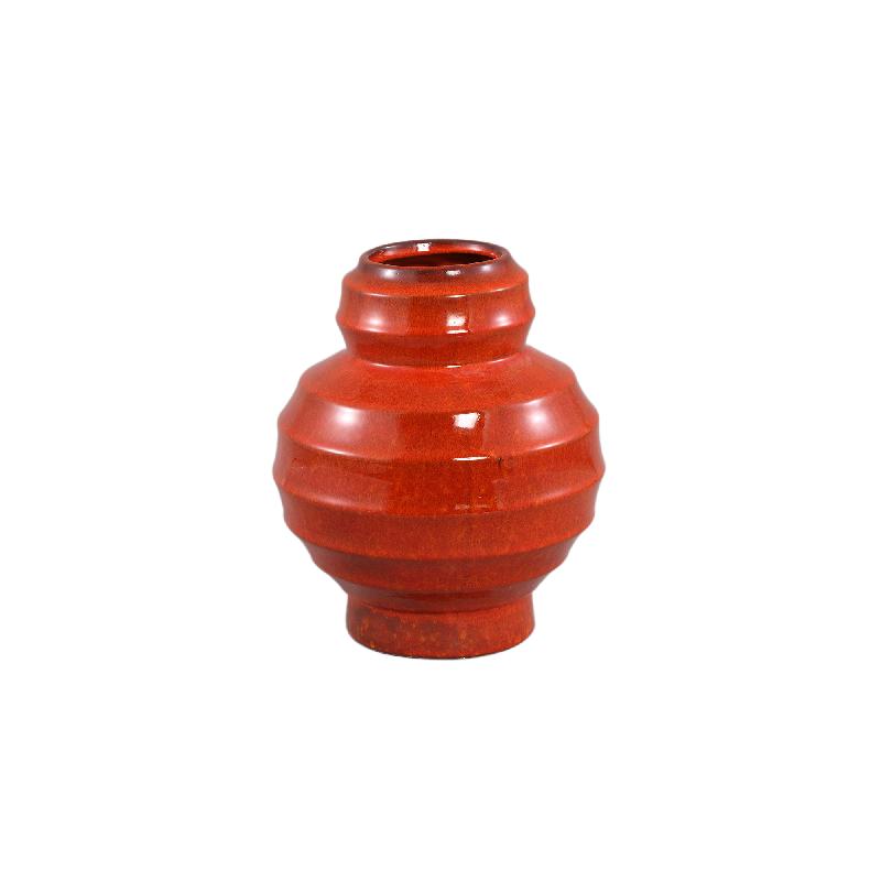 Vase – Layered Design, Glazed Surface, Orange Color, Ceramic Material, S – Portian | PTMD