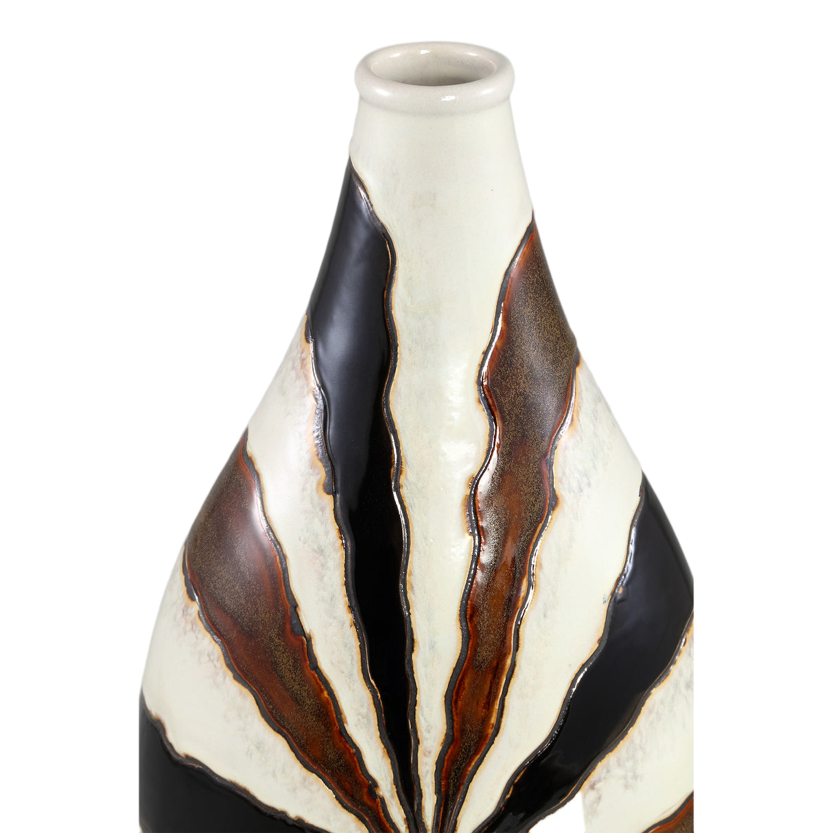 Vase – Ovale Form, Keramik Material, Linien Design, Braun, S – Evelin | PTMD