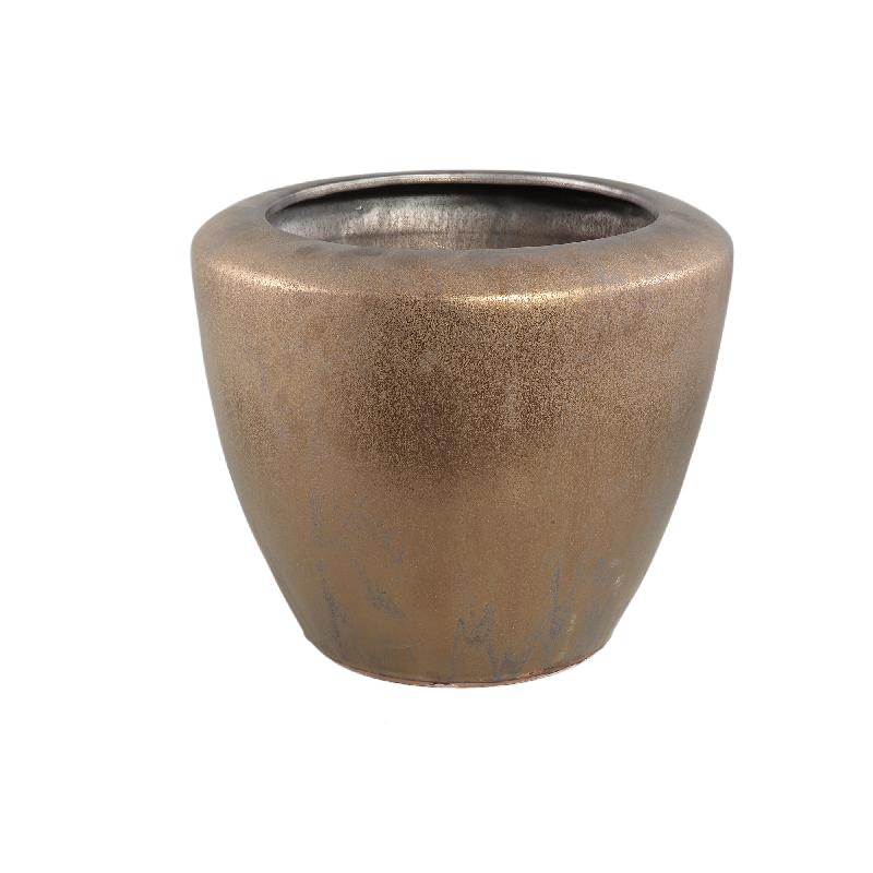 Flower pot – Bronze finish, Round shape, Smooth surface, Ceramic material, XL – Kyleigh | PTMD