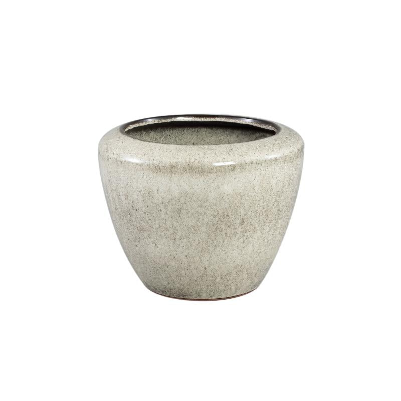 Flower Pot – Beige Finish, Round Shape, Smooth Surface, Ceramic Material, M – Kyleigh | PTMD
