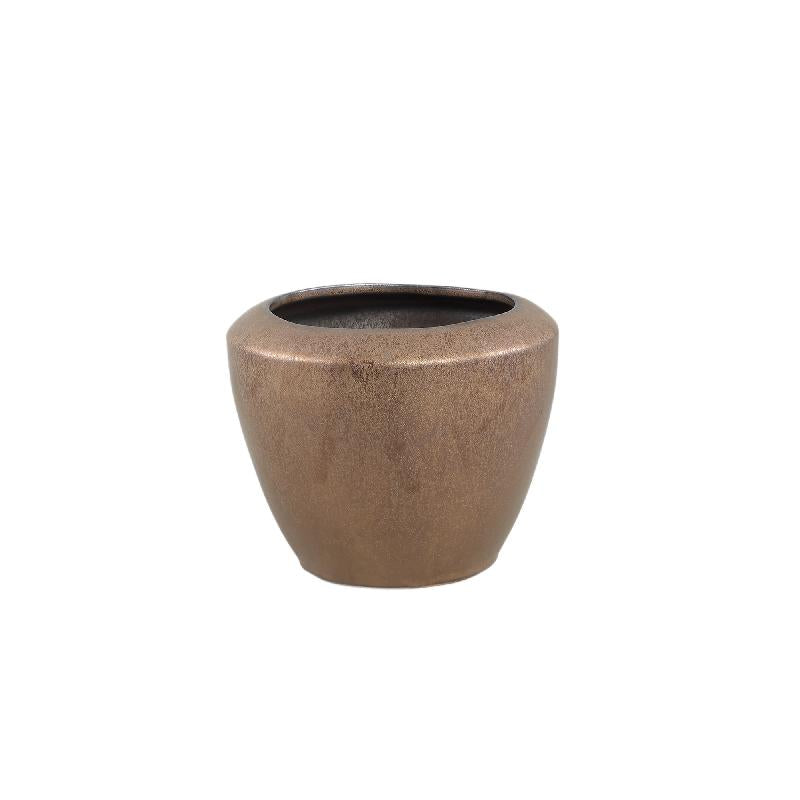 Flower Pot – Bronze Finish, Round Shape, Smooth Surface, Ceramic Material, XS – Kyleigh | PTMD