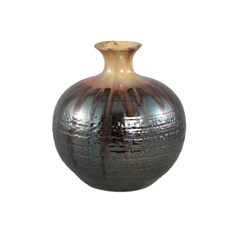 Vase – Gunmetal Color, Bulbous Design, Ceramic Material, L – Darlan | PTMD