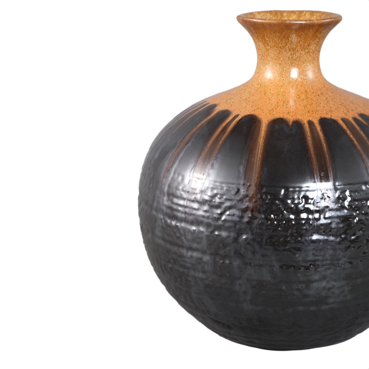 Vase – Gunmetal Color, Bulbous Design, Ceramic Material, L – Darlan | PTMD
