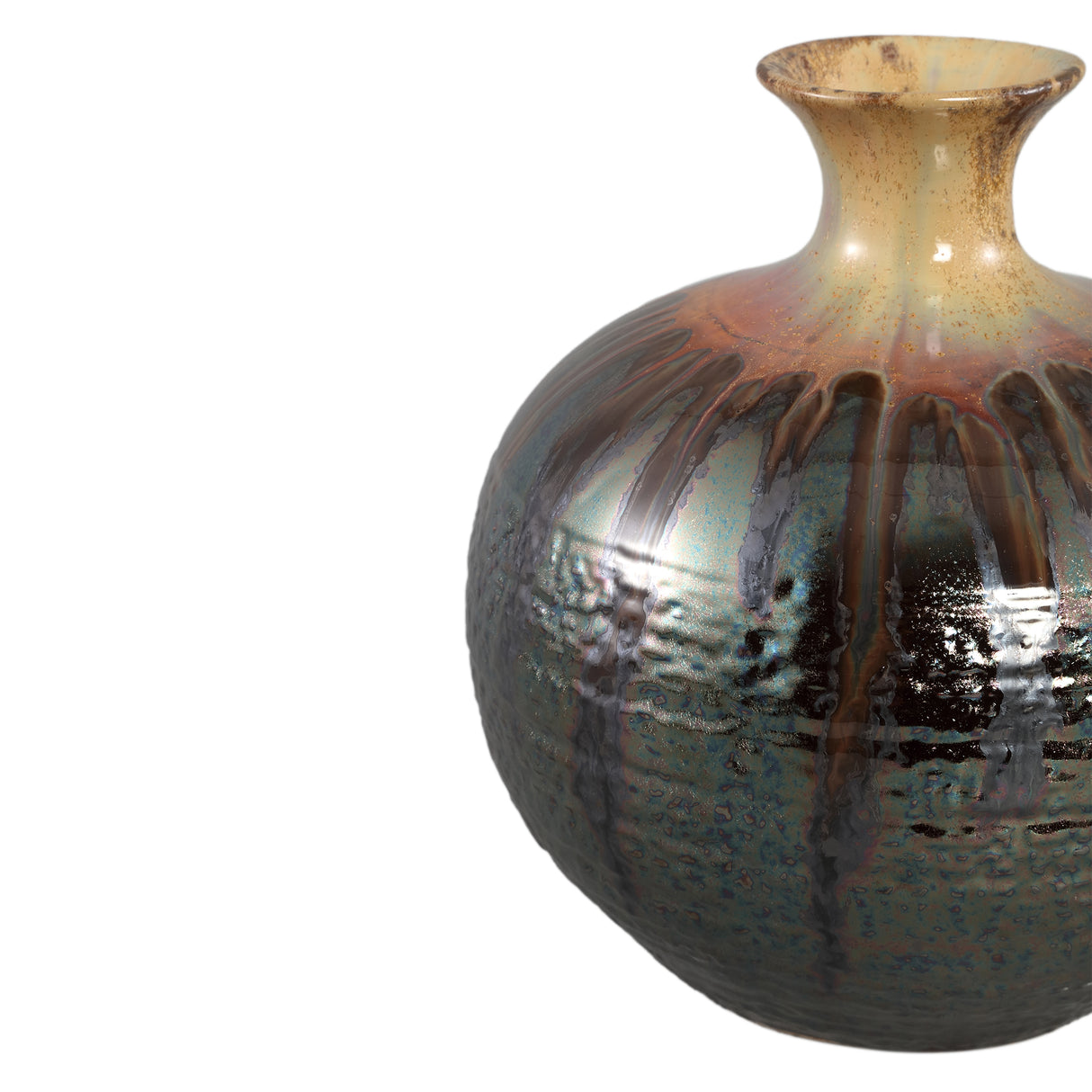 Vase – Gunmetal Color, Bulbous Design, Ceramic Material, L – Darlan | PTMD
