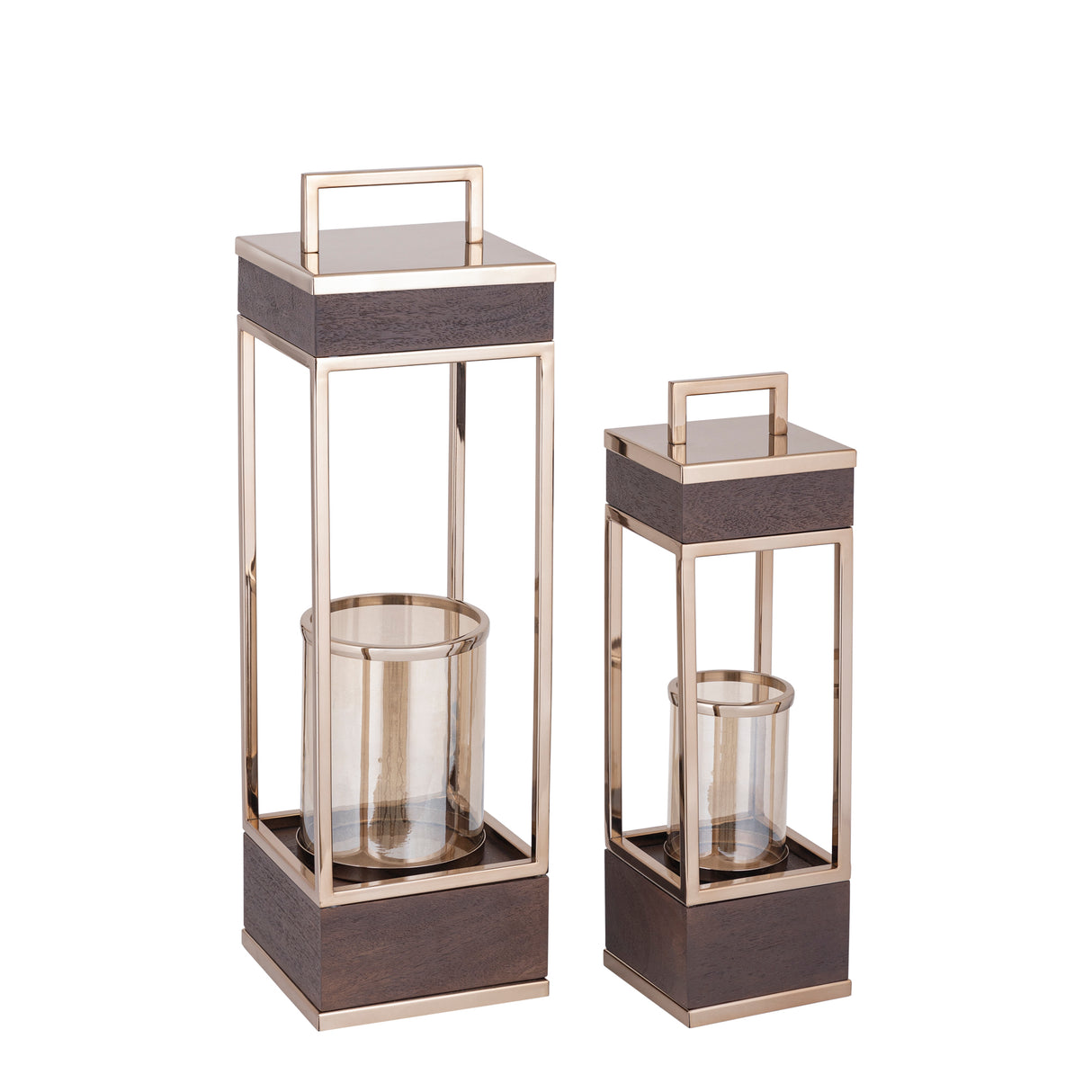 Lantern - Mango Wood Frame, Stainless Steel Structure, Bronze Gold Finish, S – Stanne | PTMD