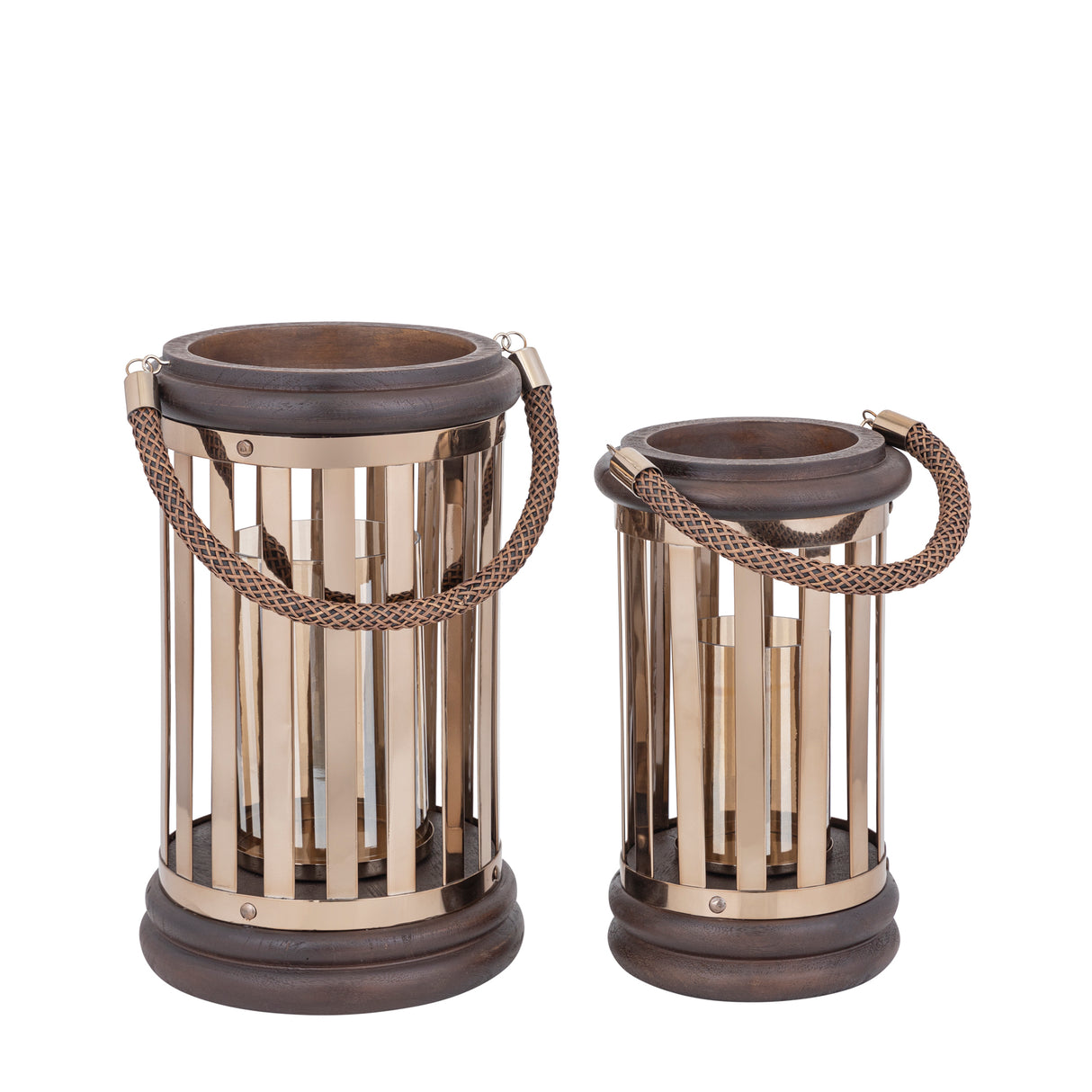 Lantern – Mango Wood Frame, Stainless Steel Structure, Bronze-Gold Finish, S – Sjorsh | PTMD