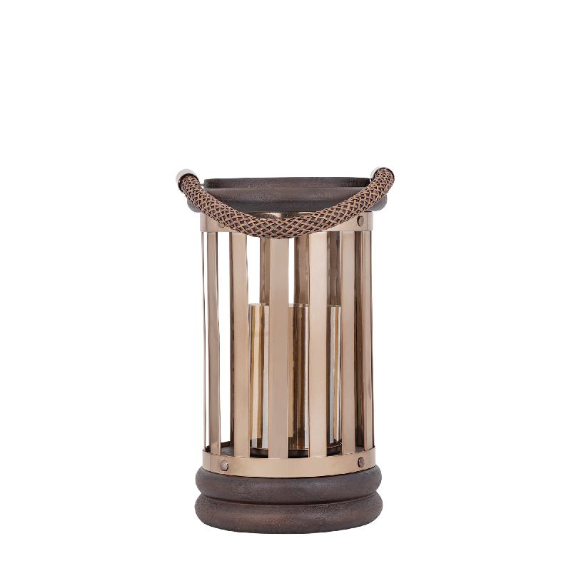 Lantern – Mango Wood Frame, Stainless Steel Structure, Bronze-Gold Finish, S – Sjorsh | PTMD