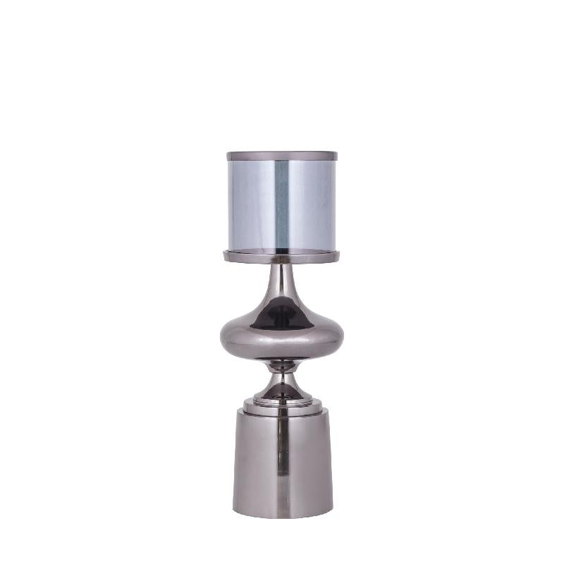Windlicht – Aluminium Rahmen, Glas Zylinder, Schwarze Farbgebung, S – Uvira | PTMD