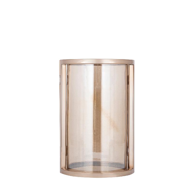 Wind Lantern – Stainless Steel Frame, Glass Cylinder, Brown Color Scheme, S – Jarie | PTMD